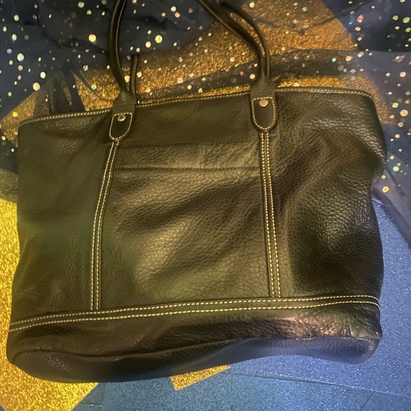 LONGCHAMP VTG BLK LEATHER GORG TOTE Bag LUX - Picture 4 of 13